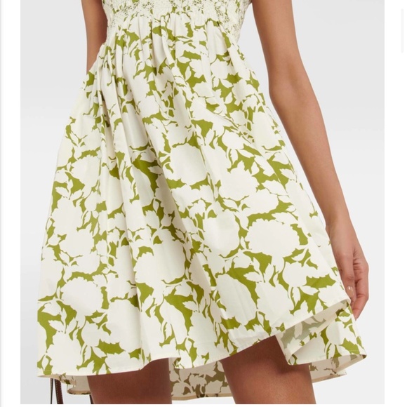 NEW Tory Burch Smocked Floral Cotton Poplin Mini Dress - Size Small - Picture 3 of 10
